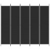 Biombo divisor de 5 paneles de tela negro 250x220 cm 3