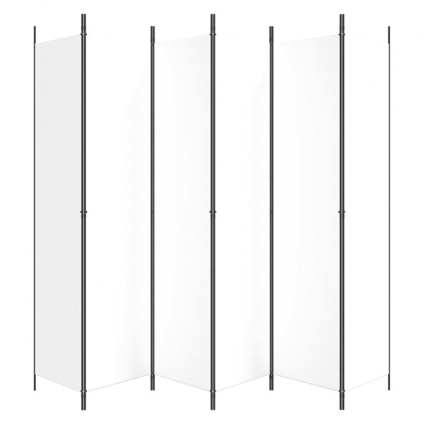 Biombo divisor de 6 paneles de tela blanco 300x220 cm M 4