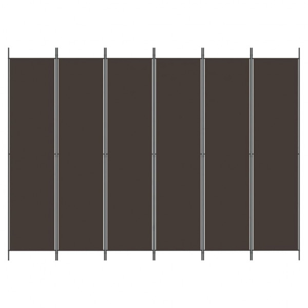Biombo divisor de 6 paneles de tela marrón 300x220 cm M 3