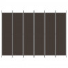 Biombo divisor de 6 paneles de tela marrón 300x220 cm 3