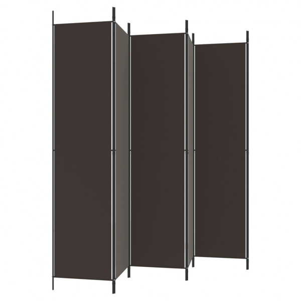 Biombo divisor de 6 paneles de tela marrón 300x220 cm M 5