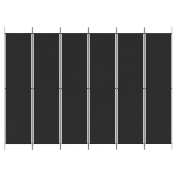 Biombo divisor de 6 paneles de tela negro 300x220 cm M 3