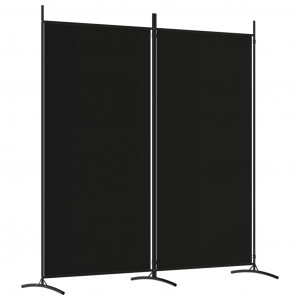 Biombo divisor de 2 paneles de tela negro 175x180 cm H
