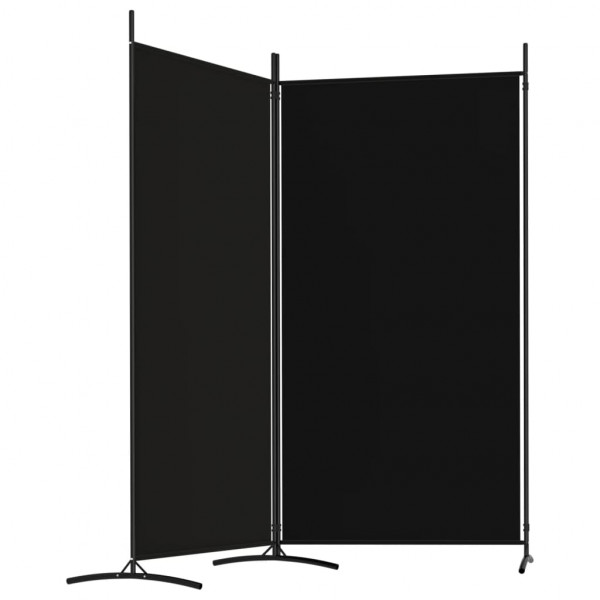 Biombo divisor de 2 paneles de tela negro 175x180 cm M 4