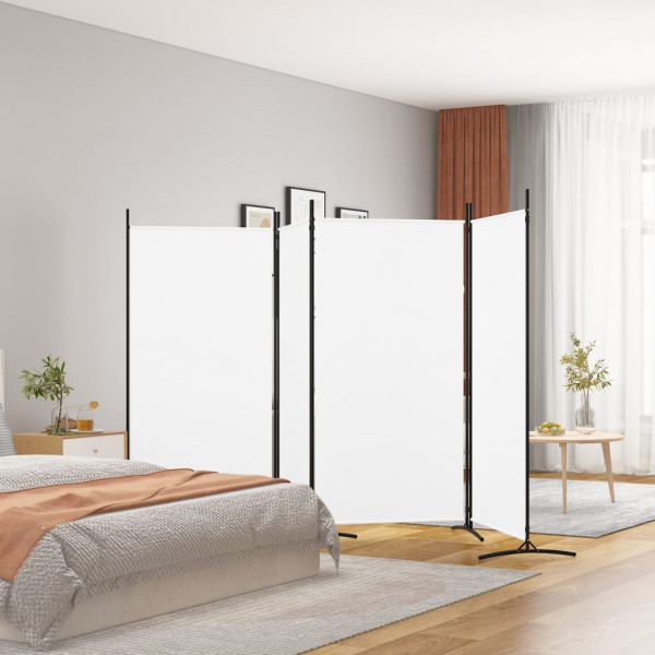 Biombo divisor de 4 paneles de tela blanco 346x180 cm D