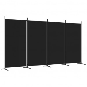 Biombo divisor de 4 paneles de tela negro 346x180 cm H