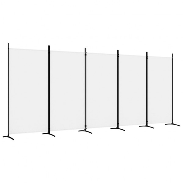 Biombo divisor de 5 paneles de tela blanco 433x180 cm M 2