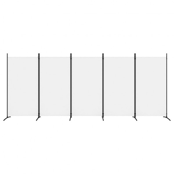 Biombo divisor de 5 paneles de tela blanco 433x180 cm M 3