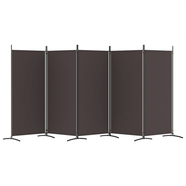 Biombo divisor de 5 paneles de tela marrón 433x180 cm M 4