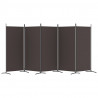 Biombo divisor de 5 paneles de tela marrón 433x180 cm 4