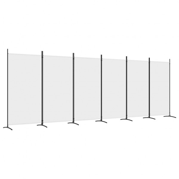 Biombo divisor de 6 paneles de tela blanco 520x180 cm M 2