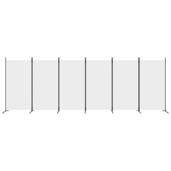 Biombo divisor de 6 paneles de tela blanco 520x180 cm M 3