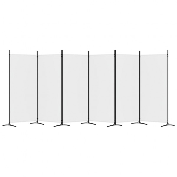 Biombo divisor de 6 paneles de tela blanco 520x180 cm M 4