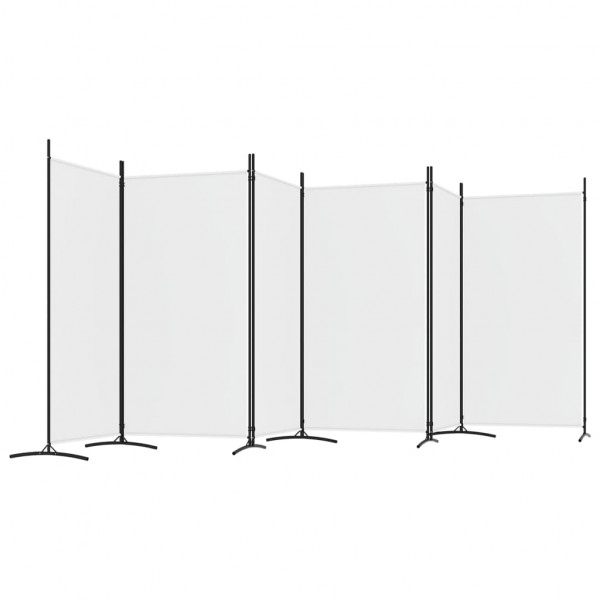 Biombo divisor de 6 paneles de tela blanco 520x180 cm D