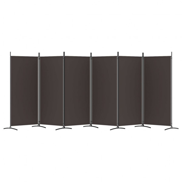 Biombo divisor de 6 paneles de tela marrón 520x180 cm M 4