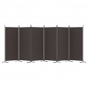 Biombo divisor de 6 paneles de tela marrón 520x180 cm 4