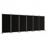 Biombo divisor de 6 paneles de tela negro 520x180 cm 2