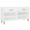 Mueble zapatero madera contrachapada blanco brillo 102x35x55 cm 2