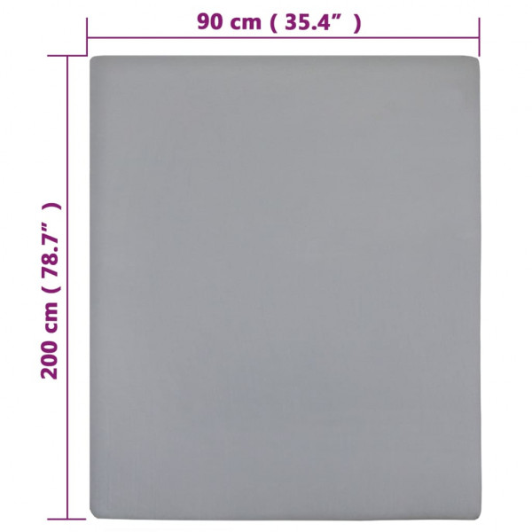 Lençol ajustável 90x200 cm algodão jersey cinza M 5