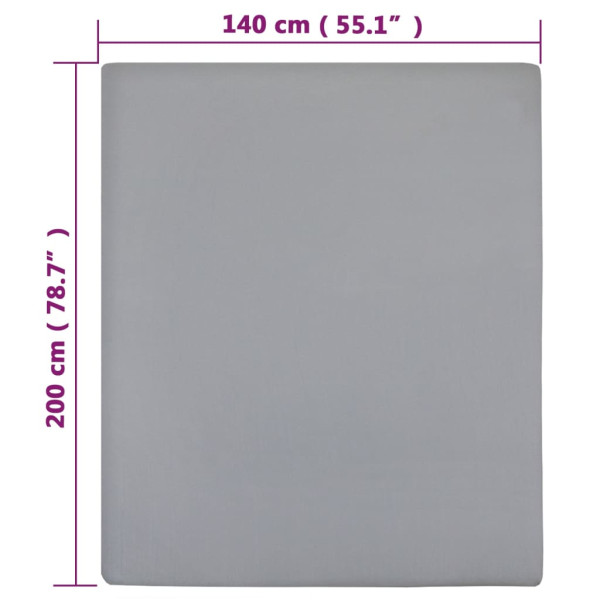 Lençol ajustável 140x200 cm algodão jersey cinza M 5