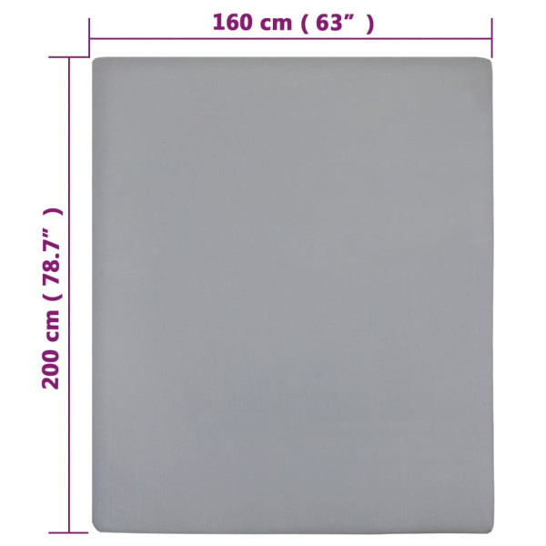 Lençol ajustável 160x200 cm algodão jersey cinza M 5