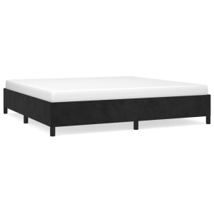 Estrutura de cama sem colchão 200x200 cm veludo preto H