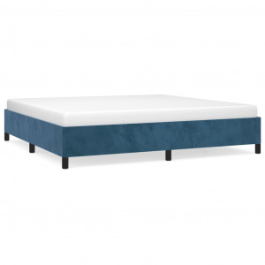 Estrutura de cama sem colchão 200x200 cm veludo azul-escuro H