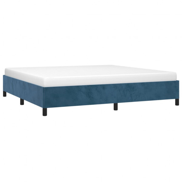 Estrutura de cama sem colchão 200x200 cm veludo azul-escuro M 3