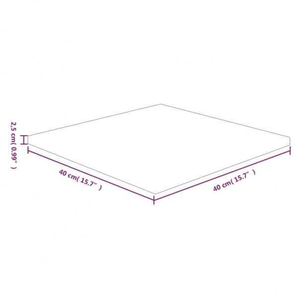 Tablero de mesa cuadrada madera de roble sin tratar 40x40x2.5cm M 4