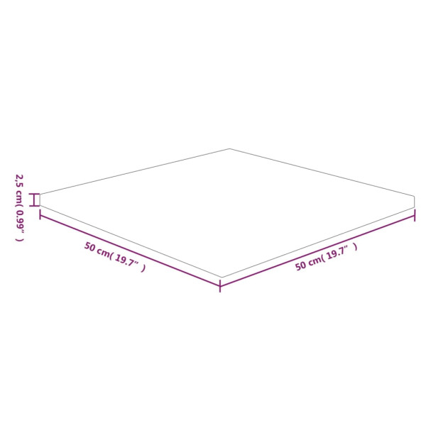 Tablero de mesa cuadrada madera roble sin tratar 50x50x2.5 cm M 4