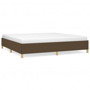 Estrutura de cama sem colchão 200x200 cm tecido castanho-escuro H