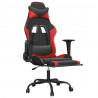 Silla gaming de masaje y reposapiés cuero sintético negro rojo 3