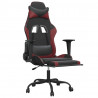 Silla gaming masaje reposapiés cuero sintético negro rojo tinto 3