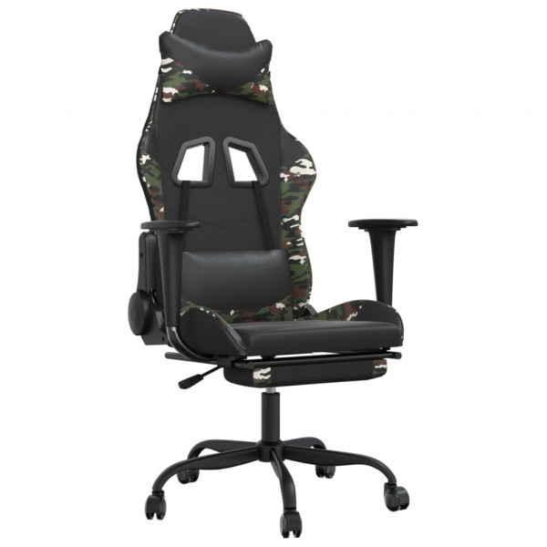 Cadeira gaming massagens apoio pés couro artif preto/camuflagem M 2