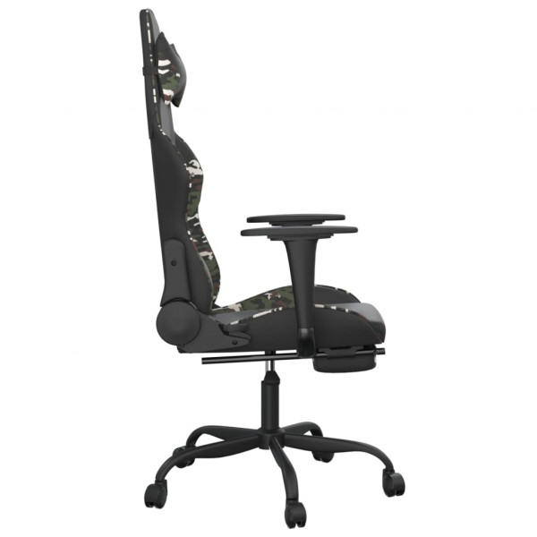 Silla gaming masaje reposapiés cuero sintético negro camuflaje M 5