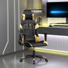 Silla gaming de masaje cuero sintético negro y dorado 1