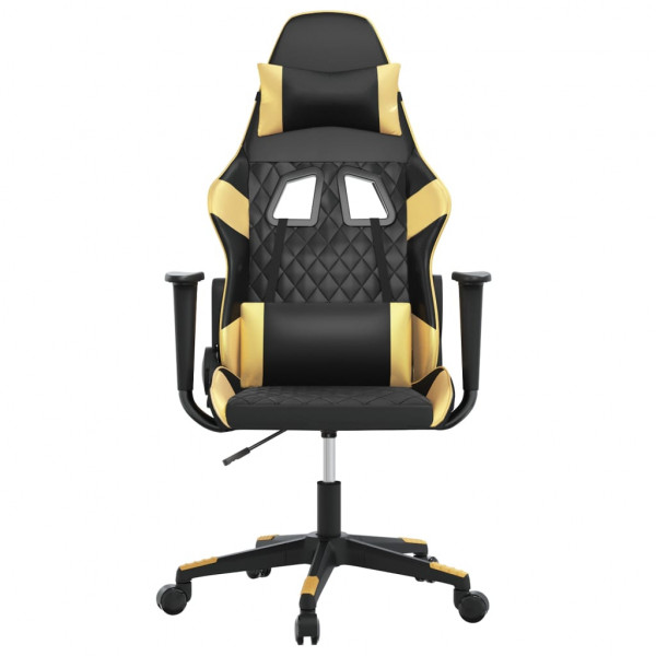 Silla gaming de masaje cuero sintético negro y dorado M 3