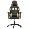 Silla gaming de masaje cuero sintético negro y dorado 3