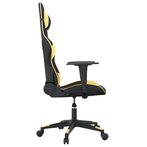 Silla gaming de masaje cuero sintético negro y dorado M 4