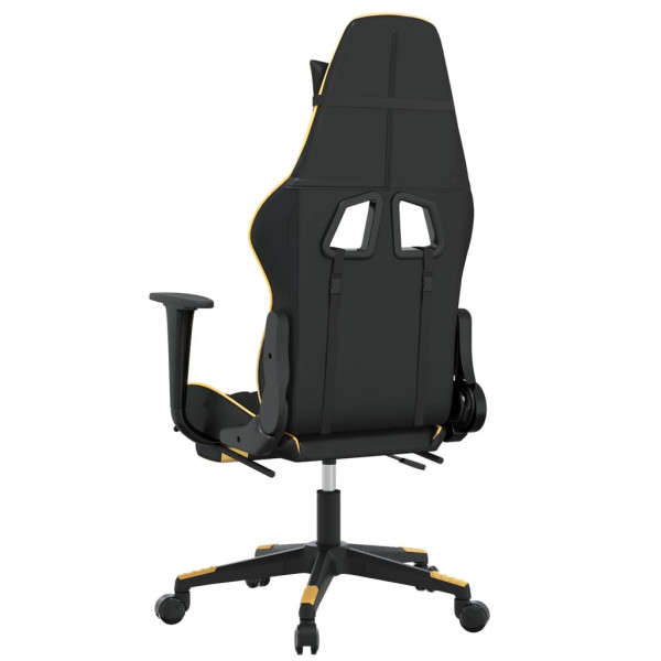 Cadeira gaming massagens c/ apoio pés couro artif. Ouro/Preto M 5