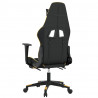 Silla gaming masaje y reposapiés cuero sintético negro dorado 5
