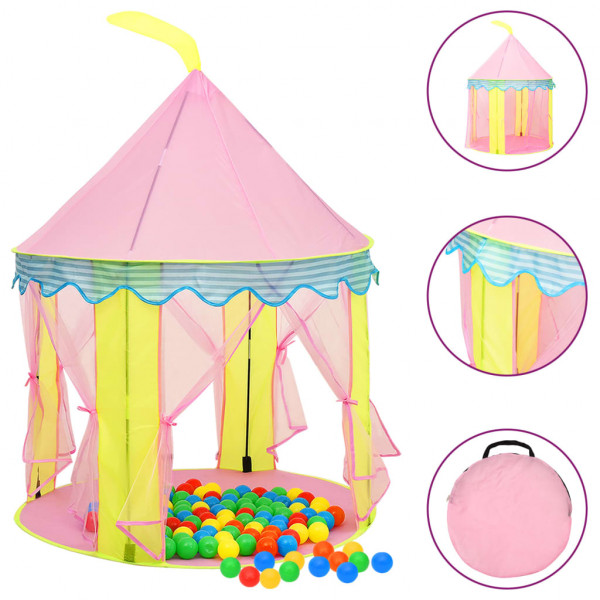 Tienda de juegos para niños con 250 bolas rosa 100x100x127 cm D