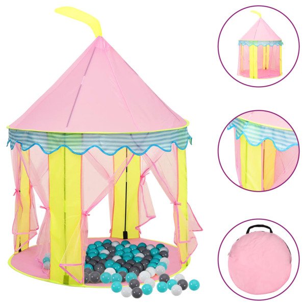 Tienda de juegos para niños con 250 bolas rosa 100x100x127 cm D