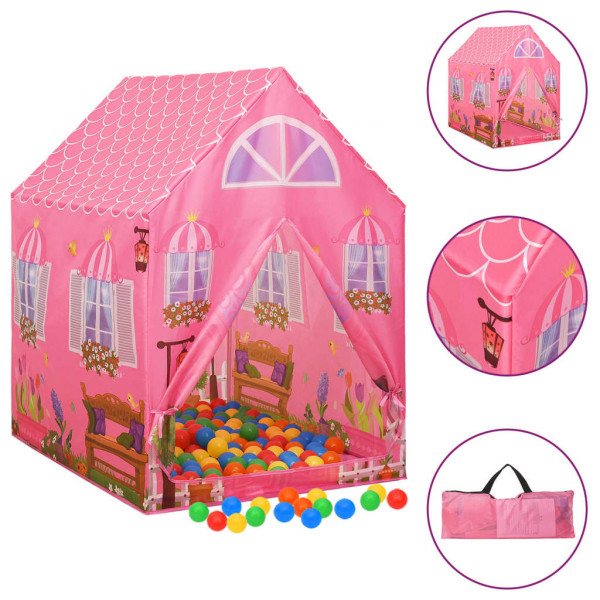 Tienda de juegos para niños con 250 bolas rosa 69x94x104 cm D