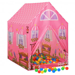 Tienda de juegos para niños con 250 bolas rosa 69x94x104 cm H