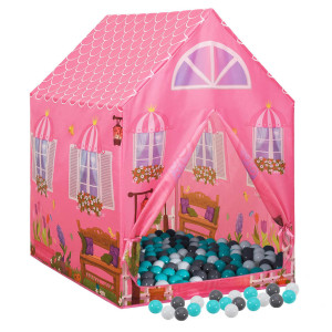 Tienda de juegos para niños con 250 bolas rosa 69x94x104 cm H