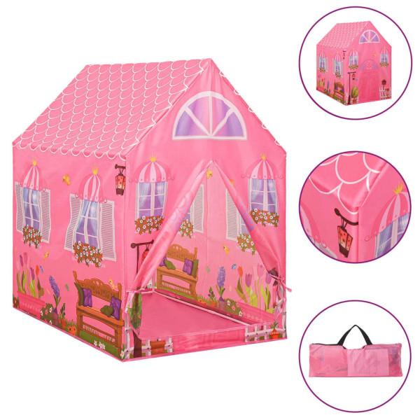 Tenda de brincar infantil com 250 bolas 69x94x104 cm rosa M 3