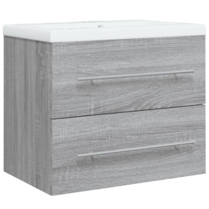 Mueble de baño con lavabo madera contrachapada gris Sonoma H
