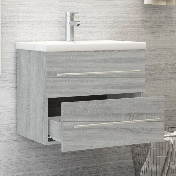 Mueble de baño con lavabo madera contrachapada gris Sonoma M 3