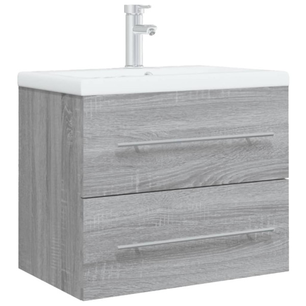 Mueble de baño con lavabo madera contrachapada gris Sonoma M 4